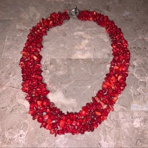 Red Coral Chips Necklace